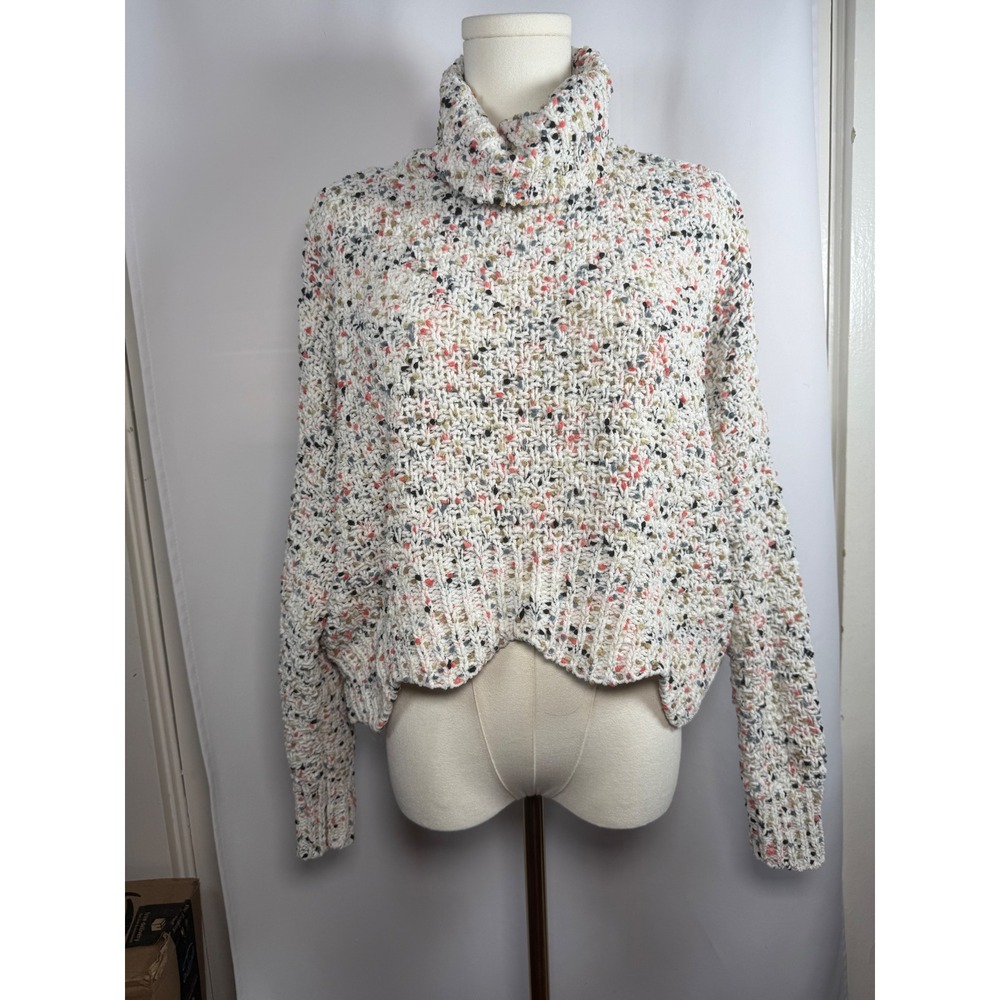 Confetti Chenille Turtleneck Sweater Multi Color Fleck Cropped Pullover ST20S315